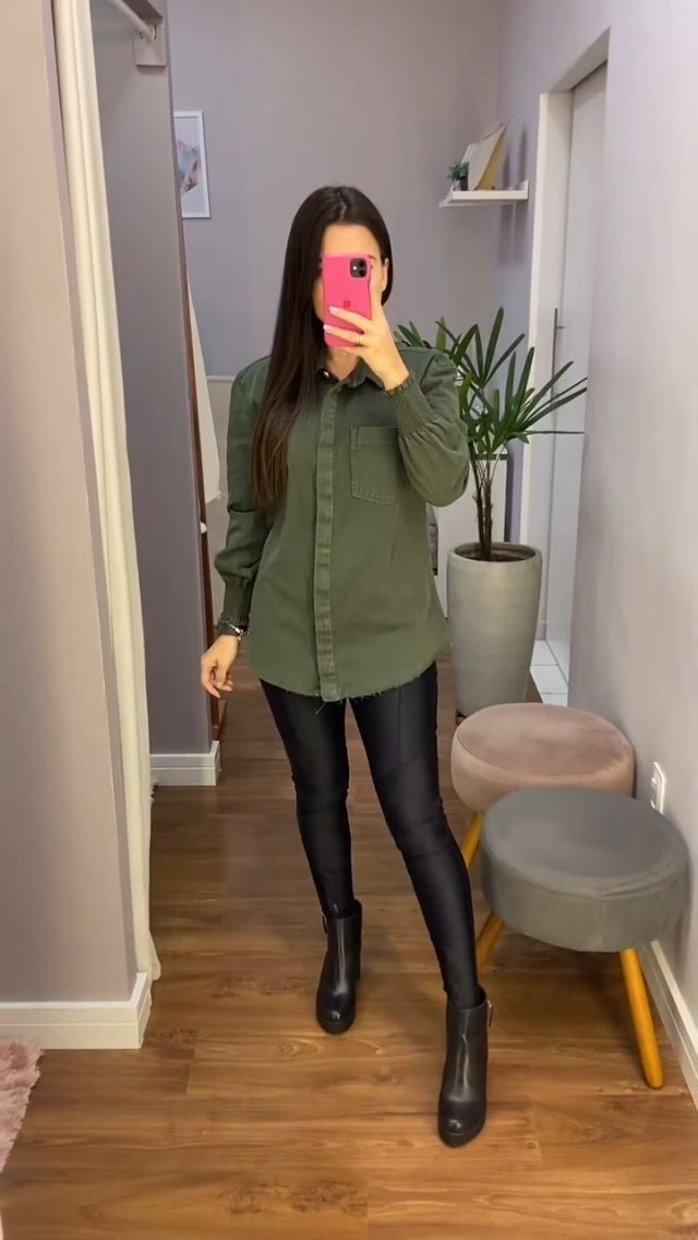 Olive Shirt with Black Chelsea Boots